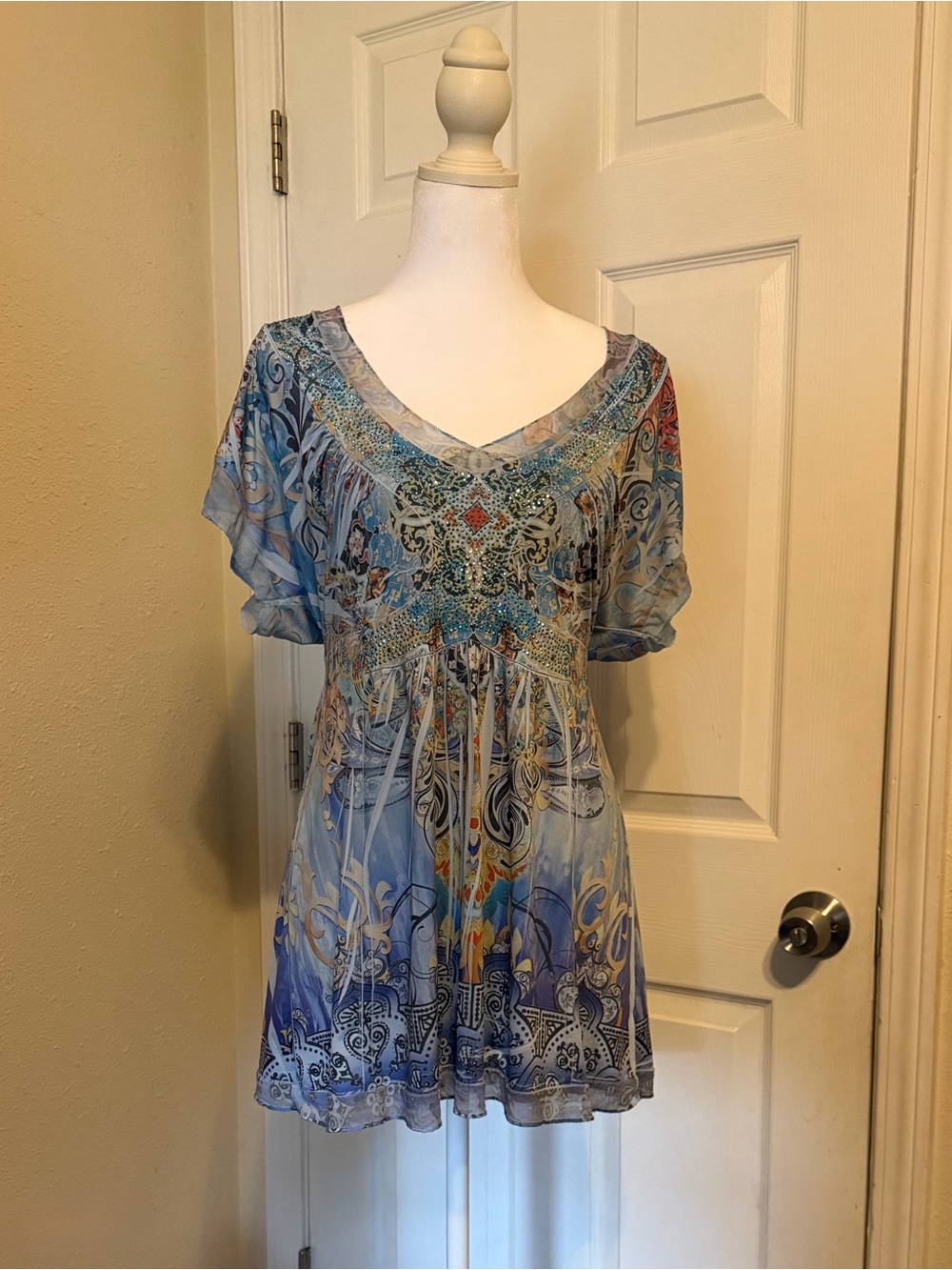 Y2K Bedazzled Boho One World Top